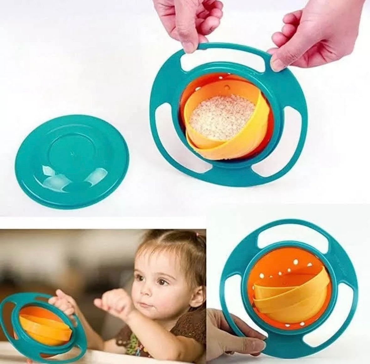 Plato Antivuelco Giratorio 360° Para Bebés y Niños - Bowl Antiderrame